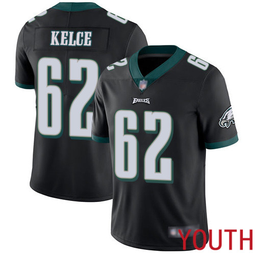 Youth Philadelphia Eagles 62 Jason Kelce Black Alternate Vapor Untouchable NFL Jersey Limited Player Football